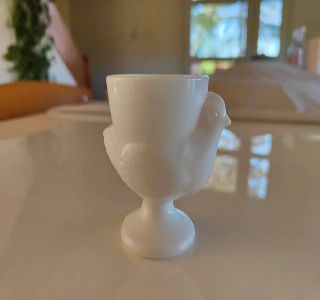 coquetier poule verre blanc 